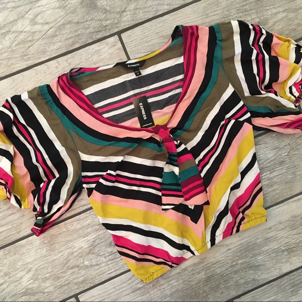New! Express Multi Color Shirt Crop Sz. XS NWT